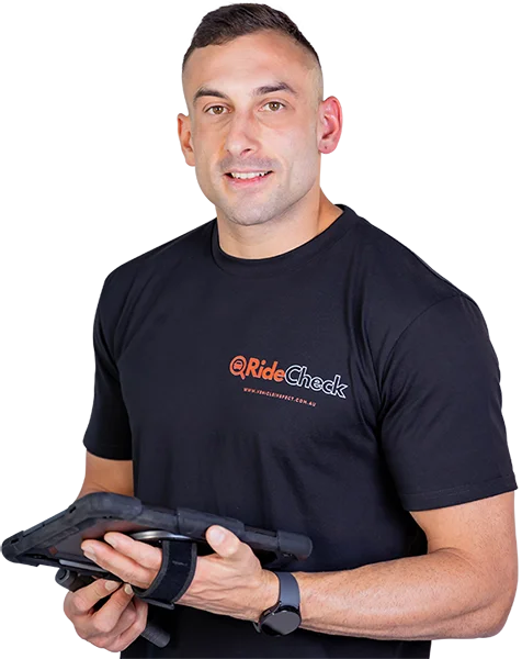 Car inspection Person holding inspecting device